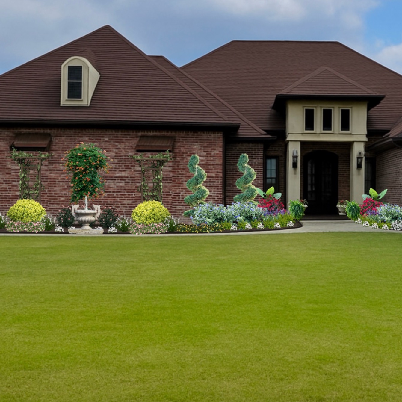 A finished front-yard landscape design by Bloom Local